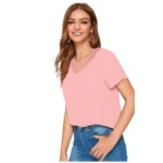 Generic Women's Polyester, Knitting Western Wear T-Shirt (Peach) - Image 4