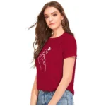 Generic Women's Cotton Western Wear T-Shirt (Maroon) - Image 4