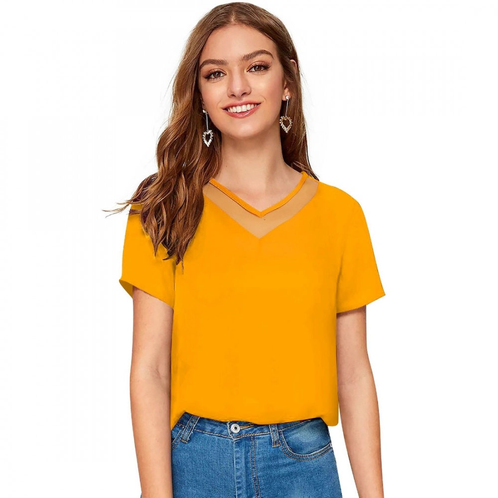 Yellow Polyester Women's T-Shirt