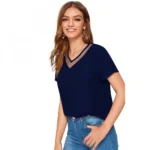 Generic Women's Polyester, Knitting Western Wear T-Shirt (Blue) - Image 3