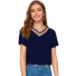 Blue Polyester Women's T-Shirt