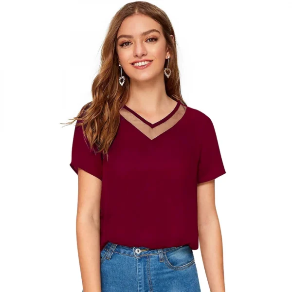 Maroon Polyester Women's T-Shirt