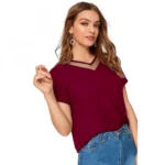 Generic Women's Polyester, Knitting Western Wear T-Shirt (Maroon) - Image 2