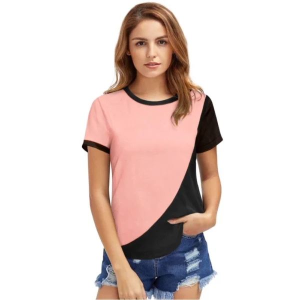 Peach Polyester Western T-Shirt for Women