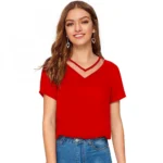 Red Polyester Women's T-Shirt