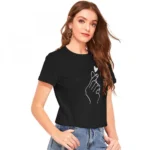 Generic Women's Cotton Western Wear T-Shirt (Black) - Image 3
