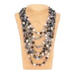 Elegant Silver & Black Bead Necklace | Versatile Women's Jewellery - With Dupatta by Nari Haat, Indian ethnic wear, w...