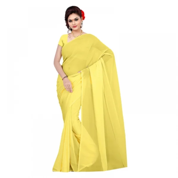 Lemon Yellow Georgette Saree