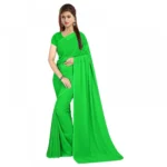 Parrot Green Georgette Plain Saree with Blouse