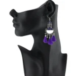 EthnoChic Women's Silver Plated Purple Afghani Tassel Earrings - With Dupatta by Nari Haat, Indian ethnic wear, women...