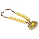 Designer Women's Yellow & Golden Beaded Necklace - Elegant Fashion Jewelry - Back View by Nari Haat, Indian ethnic we...