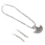 Contemporary Oxidised German Silver Necklace Set for Women | Antique Finish Jewelry - Closeup Embroidery by Nari Haat...