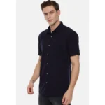 Generic Men's Cotton Slim Fit Casual Shirt (Material: Cotton, (Color:Navy blue) - Image 3