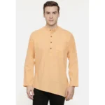 Generic Men's Cotton Casual Short Cross Kurta Shirt (Material: Cotton, (Color:Orange) - Image 7