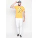 Generic Men's Cotton Slim Fit Half Sleeve T-Shirt (Material: Cotton, (Color:Yellow) - Image 5