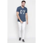 Generic Men's Cotton Slim Fit Half Sleeve T-Shirt (Material: Cotton, (Color:Blue) - Image 4