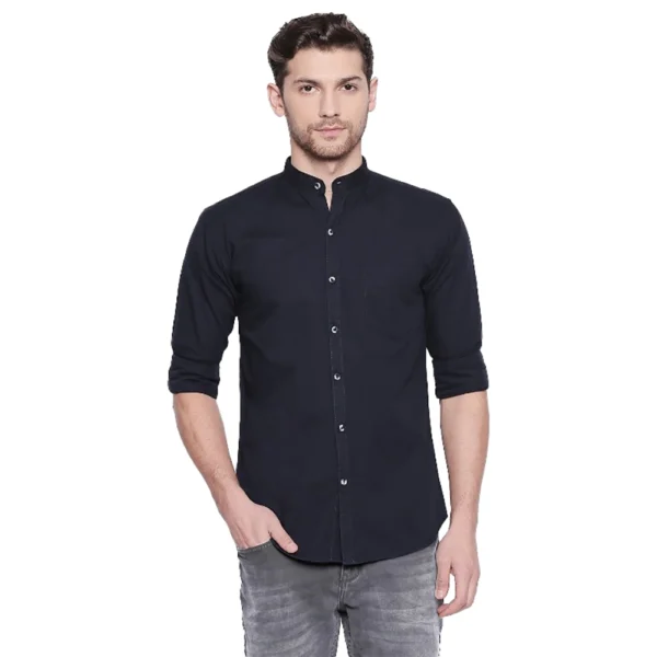 Generic Men's Cotton Casual Shirt (Material: Cotton, (Color:Navy Blue)