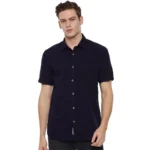 Generic Men's Cotton Slim Fit Casual Shirt (Material: Cotton, (Color:Navy blue)