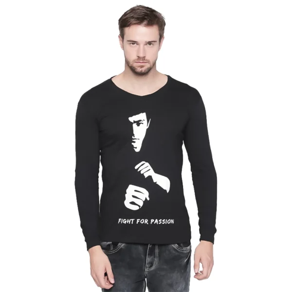 Generic Men's Cotton Slim Fit Full Sleeve T-Shirt (Material: Cotton, (Color:Black)