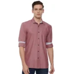 Generic Men's Cotton Slim Fit Casual Shirt (Material: Cotton, (Color:Red)