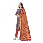 Generic Banarasi Silk Unstitched Salwar-Suit Material Premium Quality With Dupatta (Color: Navy Blue) - Image 4