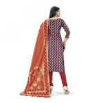 Generic Banarasi Silk Unstitched Salwar-Suit Material Premium Quality With Dupatta (Color: Navy Blue) - Image 3