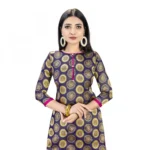 Generic Banarasi Silk Unstitched Salwar-Suit Material Premium Quality With Dupatta (Color: Navy Blue) - Image 2