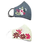 Pack of 2_Generic Embroidery Cotton Mask (Color: Assorted) - Image 5