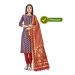 Generic Banarasi Silk Unstitched Salwar-Suit Material Premium Quality With Dupatta (Color: Navy Blue) - Image 5