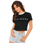 Black Cotton Western T-Shirt for Women