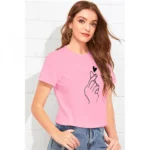 Pink Cotton T-shirt for Women - Angle 3