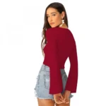 Generic Women's 95% Polyester 5% Spandex Western Wear Tops (Maroon) - Image 2