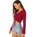 Generic Women's 95% Polyester 5% Spandex Western Wear Tops (Maroon) - Image 5