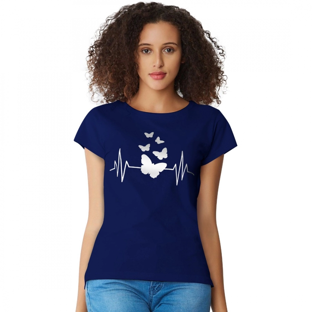 Blue Cotton Western T-Shirt for Women