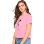 Pink Cotton T-shirt for Women - Angle 5