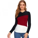 Maroon Polyester Western T-Shirt for Women