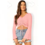 Generic Women's 95% Polyester 5% Spandex Western Wear Tops (Peach) - Image 5