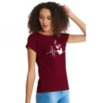 Generic Women's Cotton Western Wear T Shirt (Maroon) - Image 3