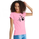 Women's Pink Cotton T-Shirt - Angle 3