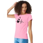 Women's Pink Cotton T-Shirt - Angle 5