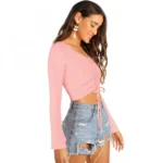Generic Women's 95% Polyester 5% Spandex Western Wear Tops (Peach) - Image 2