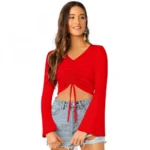Red Women's Solid Western Wear Top