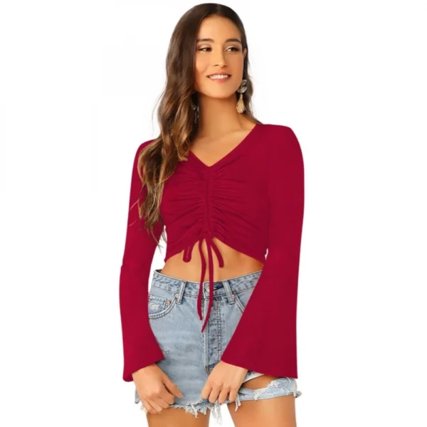 Maroon Women's Solid Western Wear Top