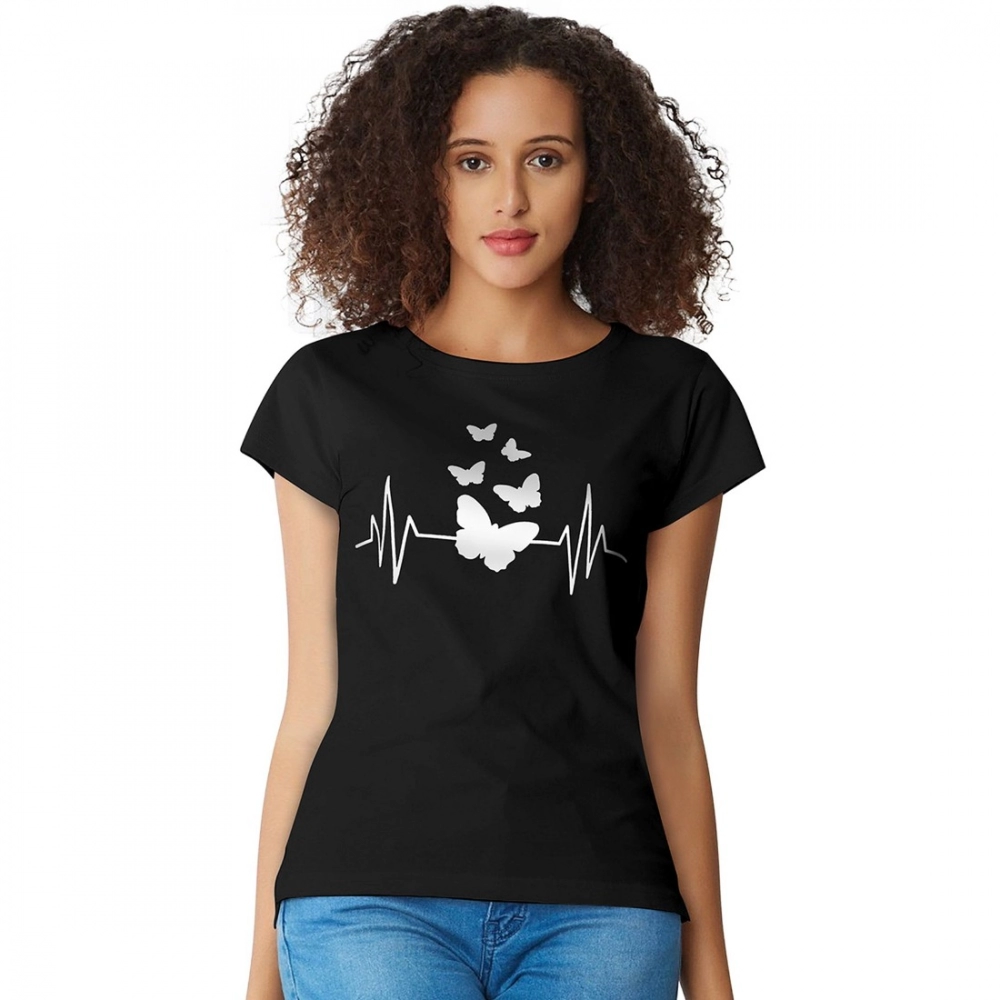 Black Cotton Western T-Shirt for Women