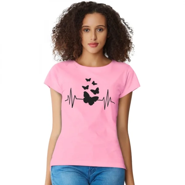 Pink Cotton Western T-Shirt for Women