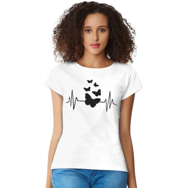 White Cotton Western T-Shirt for Women