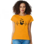 Yellow Cotton Western T-Shirt for Women