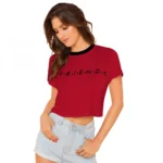 Red Cotton Western T-Shirt for Women
