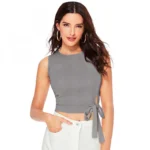 Grey Women's Solid Western Wear Top