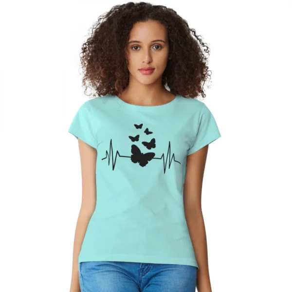 Green Cotton Western T-Shirt for Women